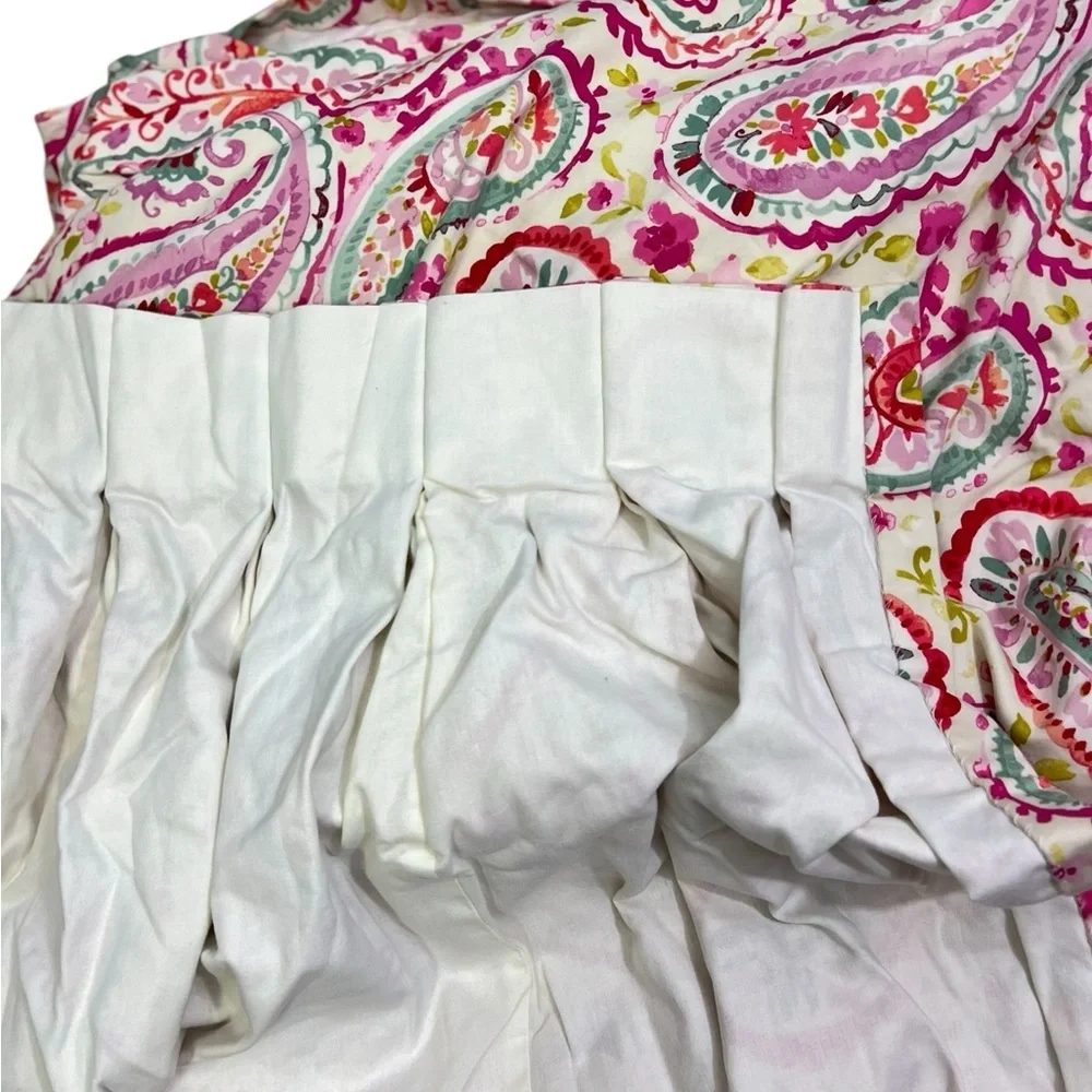 Pair Custom Pinch Pleat Lined Curtains Bright Pink Paisley Modern 80” Long